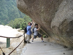 Andy and Gerhard Dehm hold up the Yellow Mountains in China